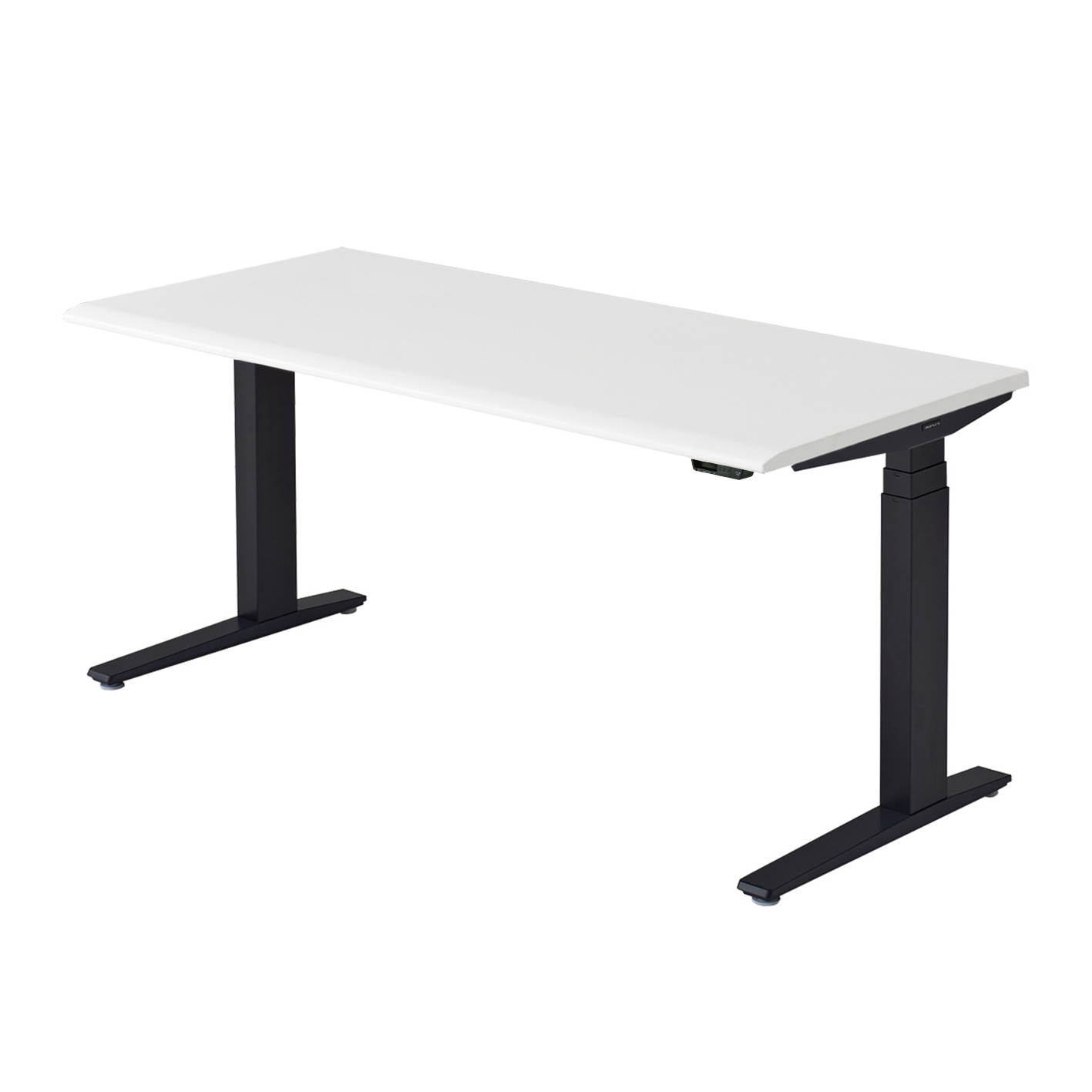 height adjustable table with white tabletop