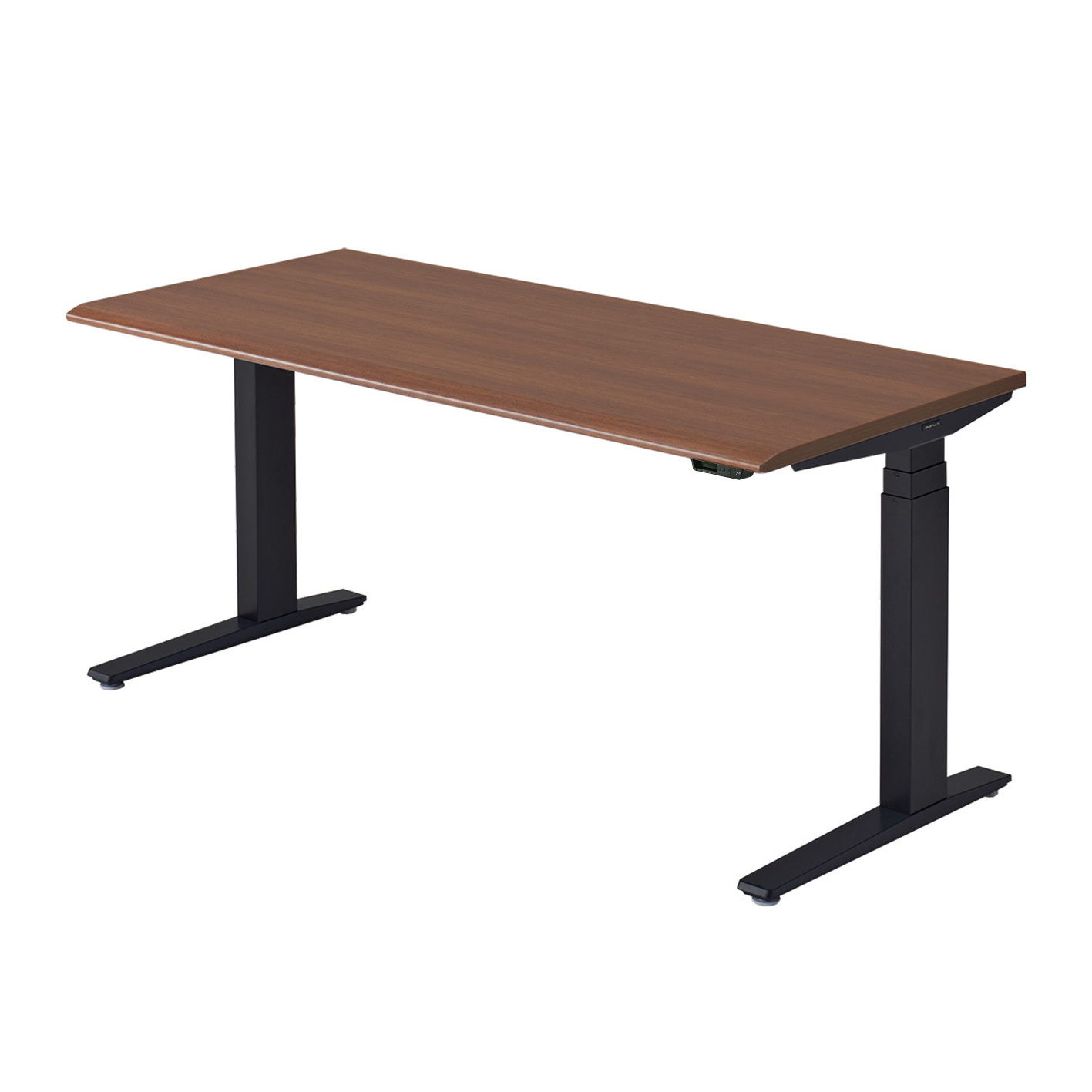 Okamura height adjustable table in dark wood
