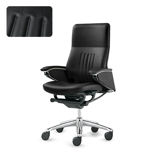 Ergonomic leather chair in black