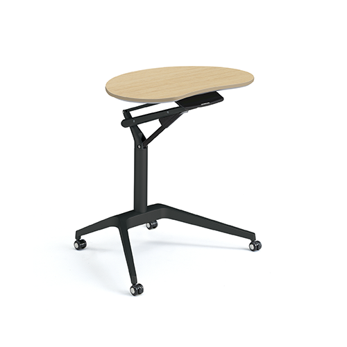 light wood Height Adjustable Table in bean shape