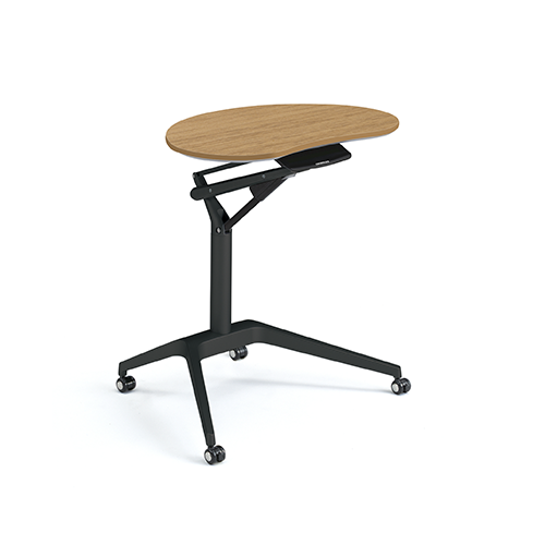 medium wood Height Adjustable Table in bean shape