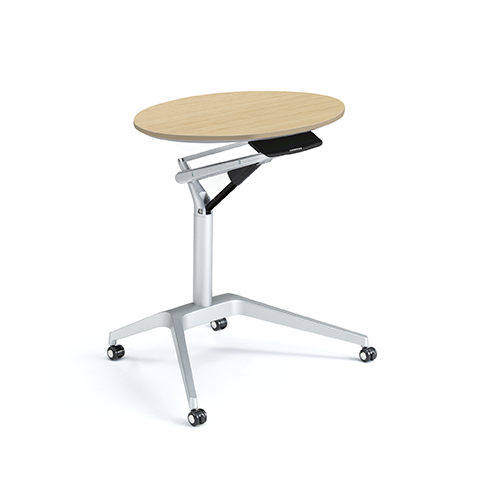 medium wood Height Adjustable Table in oval shape