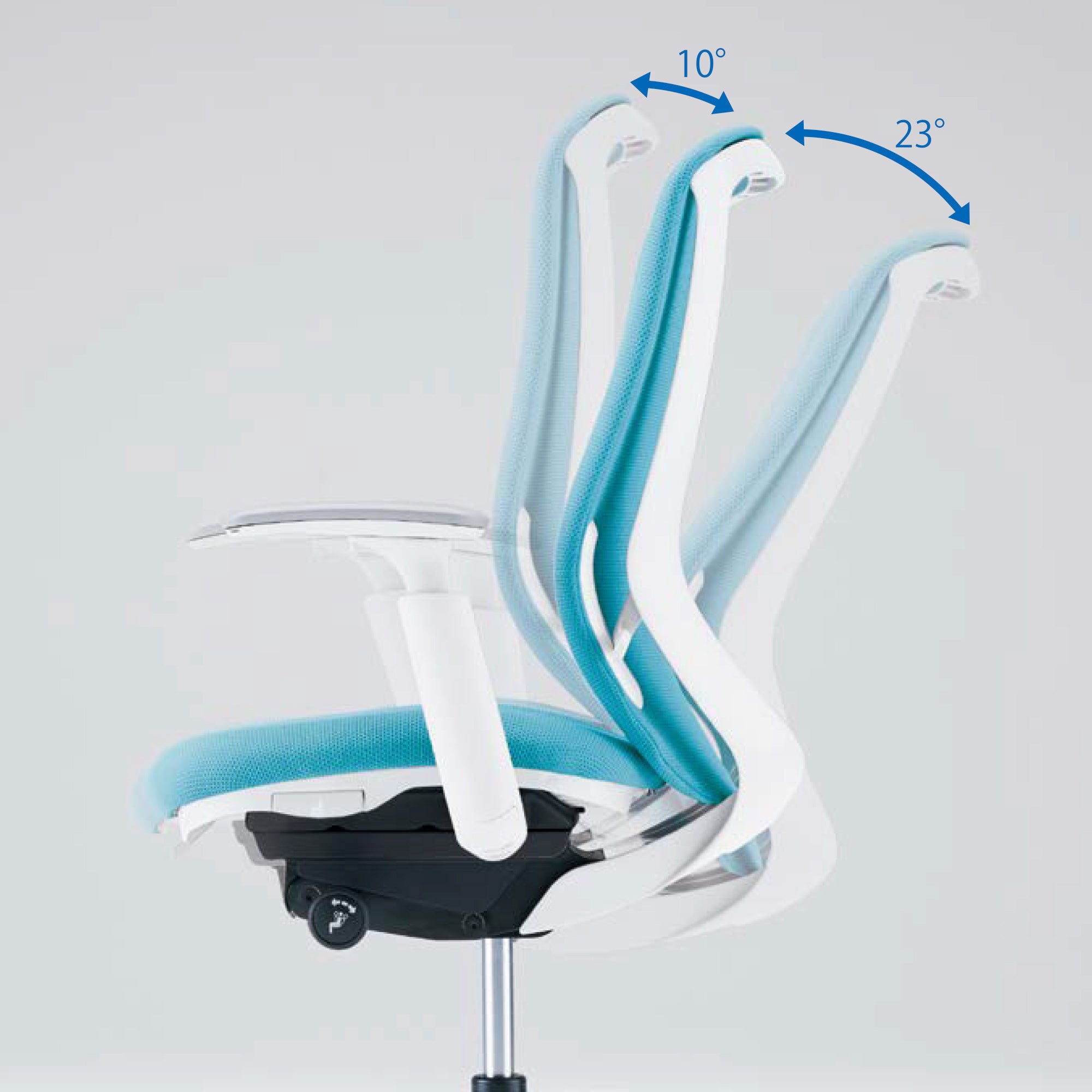An ergonomic kneeling chair with angled seat